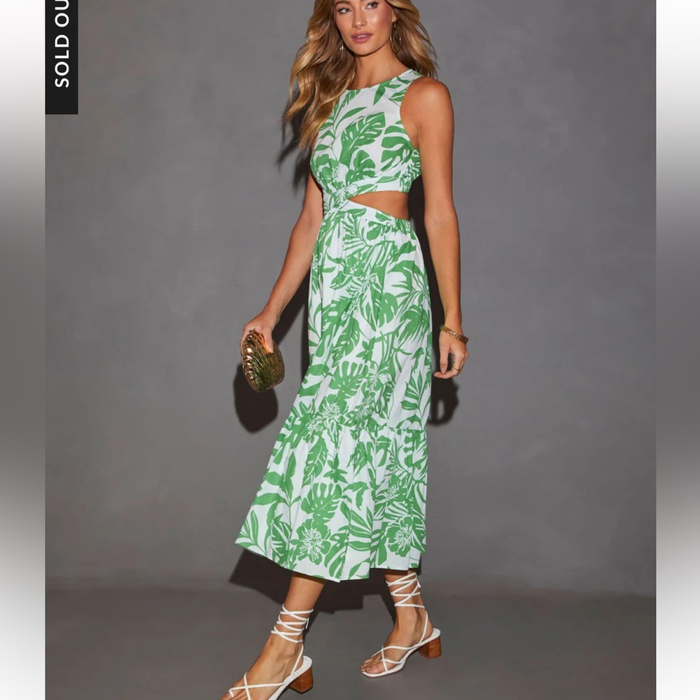 Vici Collection Tropical Green Midi Dress